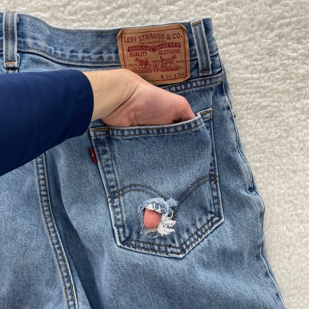 VTG Levis 560 Jeans Mens 36x34 Blue Comfort Loose Tapered Denim Y2K Grunge Baggy